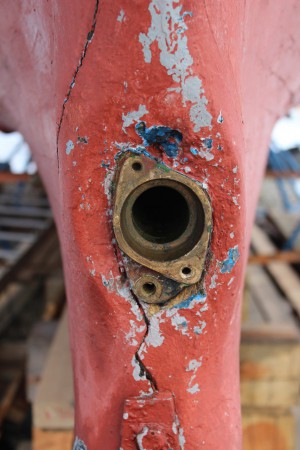 Propelleraxel och yttre lager bortmonterat